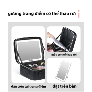 Cốp Túi Đựng Đồ Trang Điểm Nhỏ Gọn, Gương Đèn Tiện Dụng, Quai Xách Bền 169k 6