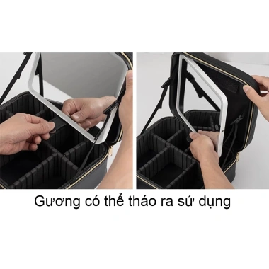 Cốp Túi Đựng Đồ Trang Điểm Nhỏ Gọn, Gương Đèn Tiện Dụng, Quai Xách Bền 169k 7