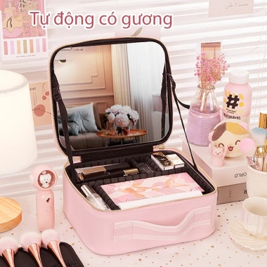 Cốp Túi Đựng Đồ Trang Điểm Nhỏ Gọn, Gương Đèn Tiện Dụng, Quai Xách Bền 169k 9