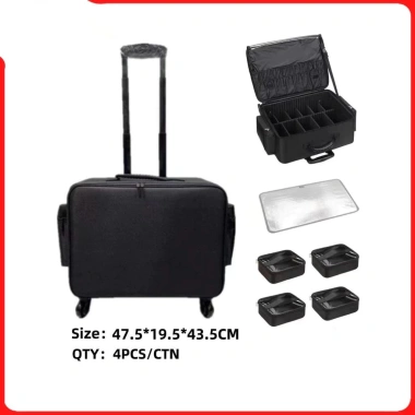 Cốp vải kéo 48cm đựng đồ makeup chuyên nghiệp, vali tay cao cấp kèm 4 ngăn chia túi - Giảm tới 820k