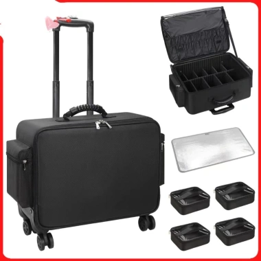 Cốp vải kéo 48cm đựng đồ makeup chuyên nghiệp, vali tay cao cấp kèm 4 ngăn chia túi - Giảm tới 820k