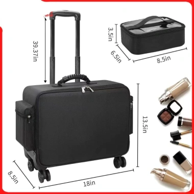 Cốp vải kéo 48cm đựng đồ makeup chuyên nghiệp, vali tay cao cấp kèm 4 ngăn chia túi - Giảm tới 820k