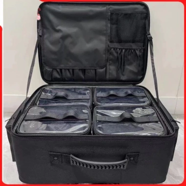 Cốp vải kéo 48cm đựng đồ makeup chuyên nghiệp, vali tay cao cấp kèm 4 ngăn chia túi - Giảm tới 820k