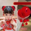 Cột tóc bông xù tròn đỏ gắn chuông, thỏ, tua rua, nơ - Set 2 chiếc PK251 giảm giá 38.5k cho Tết Năm Mới 7