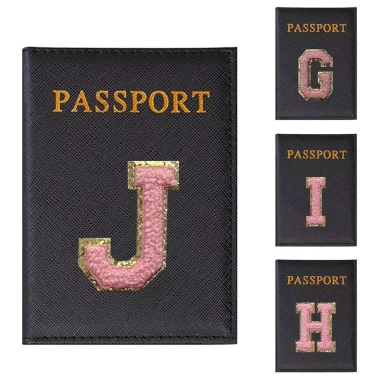 Cover Hộ Chiếu Da PU Hồng Letter Series - Ví Thẻ Kinh Doanh Đa Năng Cho Nữ, Bộ Travel Passport Holder
