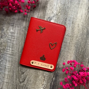 Cover passport Đỏ năng động, da bền khắc tên theo yêu cầu, tặng charm - Quà tặng ý nghĩa 129k 5