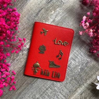 Cover passport Đỏ năng động, da bền khắc tên theo yêu cầu, tặng charm - Quà tặng ý nghĩa 129k 8