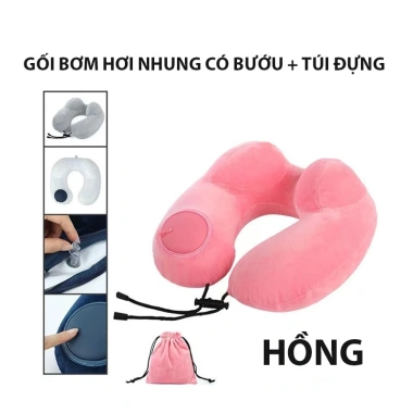 COVERGIRL Gối chữ U bơm hơi – Mặt nhung mềm mịn, dây rút + túi, 129.5k 10