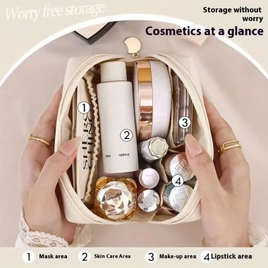 COVERGIRL Túi Đựng Mỹ Phẩm Da PU Cầm Tay, Khóa Kéo An Toàn, Giá 51.700 VND