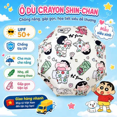 Crayon Shin‑Chan Tự Động Mưa Ô Gấp Vinyl - Chống Nắng Đôi Dòng, Giá 175.000₫