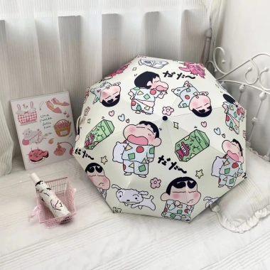 Crayon Shin‑Chan Tự Động Mưa Ô Gấp Vinyl - Chống Nắng Đôi Dòng, Giá 175.000₫