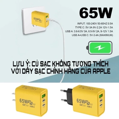 Củ Cốc Sạc Nhanh 4 Cổng USB 3.0 & Type‑C, Chống Cháy Nổ, Sạc Đa Thiết Bị, Giá 58.429₫ 7 Củ Cốc Sạc Nhanh 4 Cổng USB 3.0 & Type‑C, Chống Cháy Nổ, Sạc Đa Thiết Bị, Giá 58.429₫ 7