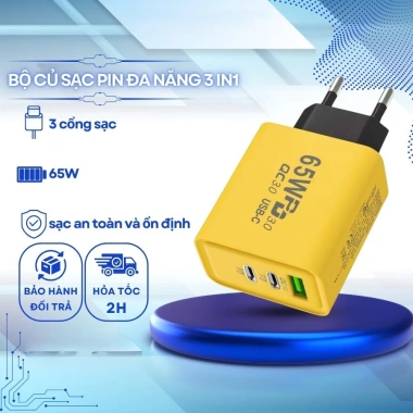 Củ Cốc Sạc Nhanh 4 Cổng USB 3.0 & Type‑C, Chống Cháy Nổ, Sạc Đa Thiết Bị, Giá 58.429₫