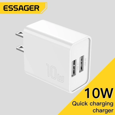 Củ sạc du lịch Essager 5V/2A USB hai cổng, sạc nhanh 10W Android & Apple, đa năng, chỉ 47.300₫