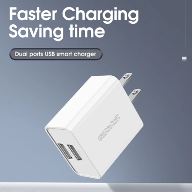 Củ sạc du lịch Essager 5V/2A USB hai cổng, sạc nhanh 10W Android & Apple, đa năng, chỉ 47.300₫