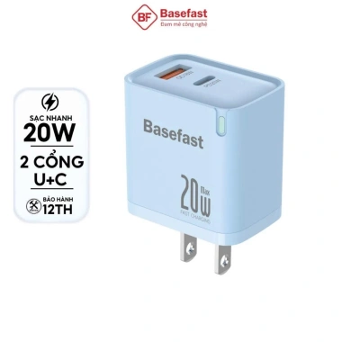 Củ sạc nhanh 20W Basefast 2 cổng, chống quá tải nhiệt, tương thích Samsung Xiaomi Oppo - 140.000đ 2