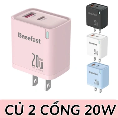 Củ sạc nhanh 20W Basefast 2 cổng, chống quá tải nhiệt, tương thích Samsung Xiaomi Oppo - 140.000đ 8