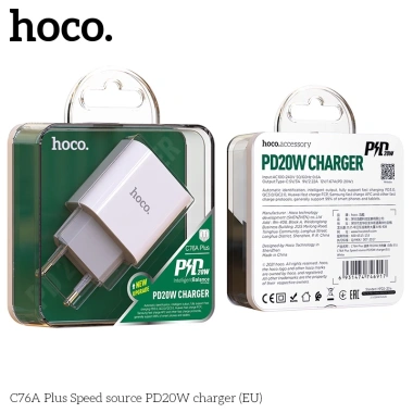 Củ sạc nhanh 20W PD iPhone Samsung – Hoco C76 Pus/C76A Plus 3.0 Siêu Nhanh Siêu Bền CHÍNH HÃNG 95k
