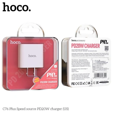 Củ sạc nhanh 20W PD iPhone Samsung – Hoco C76 Pus/C76A Plus 3.0 Siêu Nhanh Siêu Bền CHÍNH HÃNG 95k