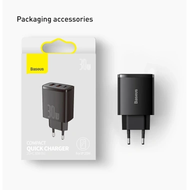 Củ sạc nhanh Baseus 30W PD USB Type‑C cho điện thoại - Giá chỉ 359.000đ