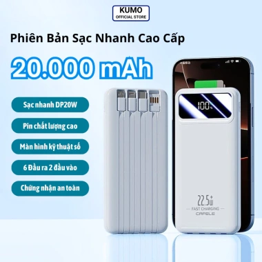 Củ sạc nhanh Kumo 20.000mAh 4 đầu cáp, hỗ trợ sạc nhanh tích hợp cho mọi điện thoại - 189.000đ