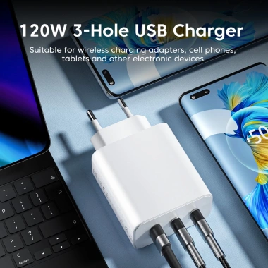 Củ sạc nhanh TWITCH 3 cổng USB 120W PD Type C cho điện thoại, sạc siêu tốc 3 Củ sạc nhanh TWITCH 3 cổng USB 120W PD Type C cho điện thoại, sạc siêu tốc 3