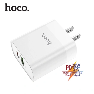 Củ sạc PD 20W Hoco C80 2 cổng USB và Type-C sạc nhanh 3A QC 3.0 đa thiết bị 2 Củ sạc PD 20W Hoco C80 2 cổng USB và Type-C sạc nhanh 3A QC 3.0 đa thiết bị 2