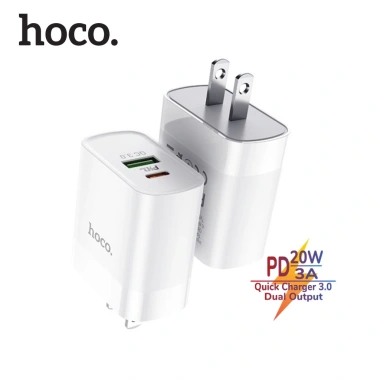 Củ sạc PD 20W Hoco C80 2 cổng USB và Type-C sạc nhanh 3A QC 3.0 đa thiết bị