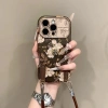 Cửa sổ lớn mùa thu đông dây da cổ điển ốp iPhone 16/15/14/13 Pro Max - hoa trà, chống sốc, chống rơi, lưng mềm 3