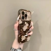 Cửa sổ lớn mùa thu đông dây da cổ điển ốp iPhone 16/15/14/13 Pro Max - hoa trà, chống sốc, chống rơi, lưng mềm 6