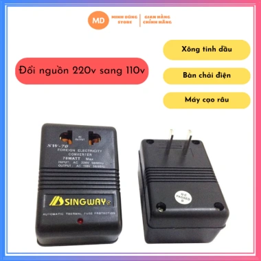 Cục đổi nguồn 110V sang 220V Singway du lịch, chỉ dùng thiết bị dưới 30W, an toàn, nhẹ cân