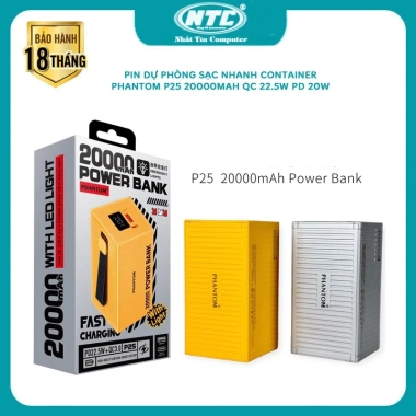 Cục sạc DP PHANTOM P25 20.000mAh tích hợp đèn pin, QC 22.5W & PD 20W - Nhất Tín, giá 369.000₫