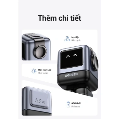 Cục sạc nhanh Robot 30W CD359 UGREEN công nghệ GaN, màn hình LED, giá 345k 3