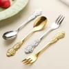 Cung Điện Phong Cách Món Tráng Miệng - Thìa Nĩa Tay Cầm Nổi Thép Không Gỉ, Thìa Nhỏ Sáng Tạo, Nĩa Vintage Vàng Cà Phê - Giá 16.953₫ 3