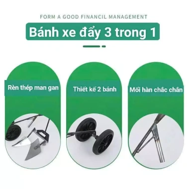 Cuốc trợ lực hai bánh đa chức năng 3 trong 1 - làm cỏ, đào rãnh, cuốc vùn, điều chỉnh độ sâu 279.000₫ 3