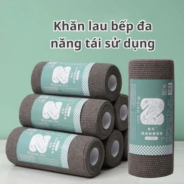 Cuộn 25 khăn lau bếp đa năng chất than tre màu xám 20.5x20.5cm - Giá chỉ 25.700 VND