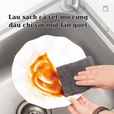 Cuộn 25 khăn lau bếp đa năng chất than tre màu xám 20.5x20.5cm - Giá chỉ 25.700 VND