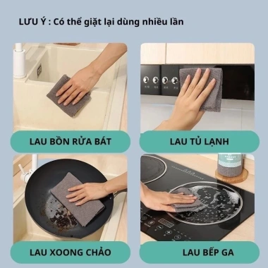 Cuộn 25 khăn lau bếp đa năng chất than tre màu xám 20.5x20.5cm - Giá chỉ 25.700 VND