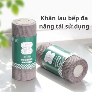Cuộn 25 khăn lau bếp đa năng chất than tre màu xám 20.5x20.5cm - Giá chỉ 25.700 VND