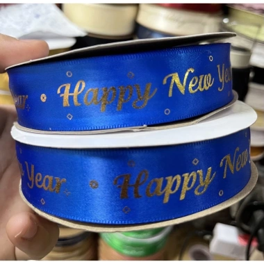 Cuộn duy băng chữ chúc mừng năm mới Noel 50m x 2,5cm - Giỏ quà Tết HN3 48.000₫
