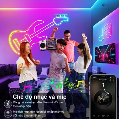 Dải đèn neon RGB Decro chống nước, đồng bộ nhạc từ xa - ánh sáng phòng ngủ và ngoài trời, giá 279.000đ
