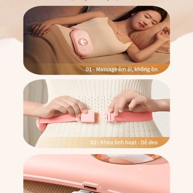 Đai Massage Bụng Chườm Nóng ICON Giảm Đau Kinh Nữ Sạc Dây Quà Tặng Bạn Gái