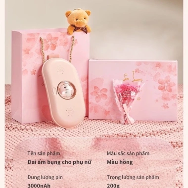Đai Massage Bụng Chườm Nóng ICON Giảm Đau Kinh Nữ Sạc Dây Quà Tặng Bạn Gái