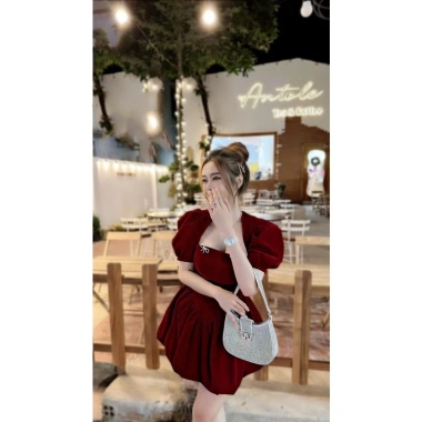 Đầm bí cúp ngực đính nơ, áo khoác bigsize Quỳnh Anh đầm tết size 50‑100kg, giá 250k