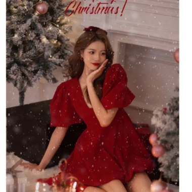 Đầm bí đầm nhung tay phồng sang trọng – Dự tiệc thanh lịch SAM SAM BOUTIQUE giá 448k 3
