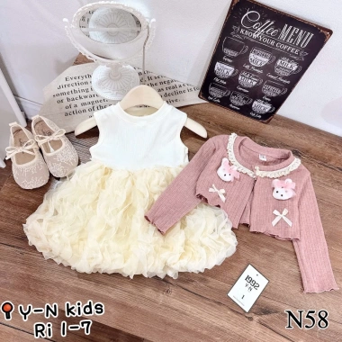 Đầm công chúa bé gái xòe bồng bềnh, áo khoác len gân, Tết Noel 8-19kg, giảm còn 195.999₫