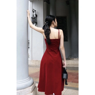 Đầm hai dây xòe tôn dáng tiệc sang trọng ENVY D222 chất nhung mềm Giá 242.000 VND