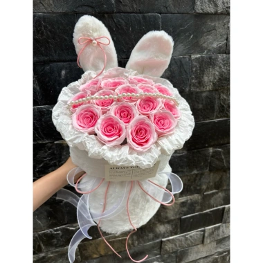 Đầm Hoa Sáp Tai Thỏ 16 Bông Quà Tặng Valentine 8/3 14/2 Túi Đèn Trang trí phòng Giá 199.000₫ 2
