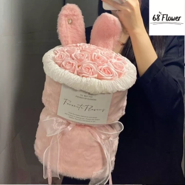 Đầm Hoa Sáp Tai Thỏ 16 Bông Quà Tặng Valentine 8/3 14/2 Túi Đèn Trang trí phòng Giá 199.000₫ 3