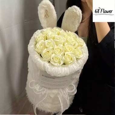 Đầm Hoa Sáp Tai Thỏ 16 Bông Quà Tặng Valentine 8/3 14/2 Túi Đèn Trang trí phòng Giá 199.000₫ 5